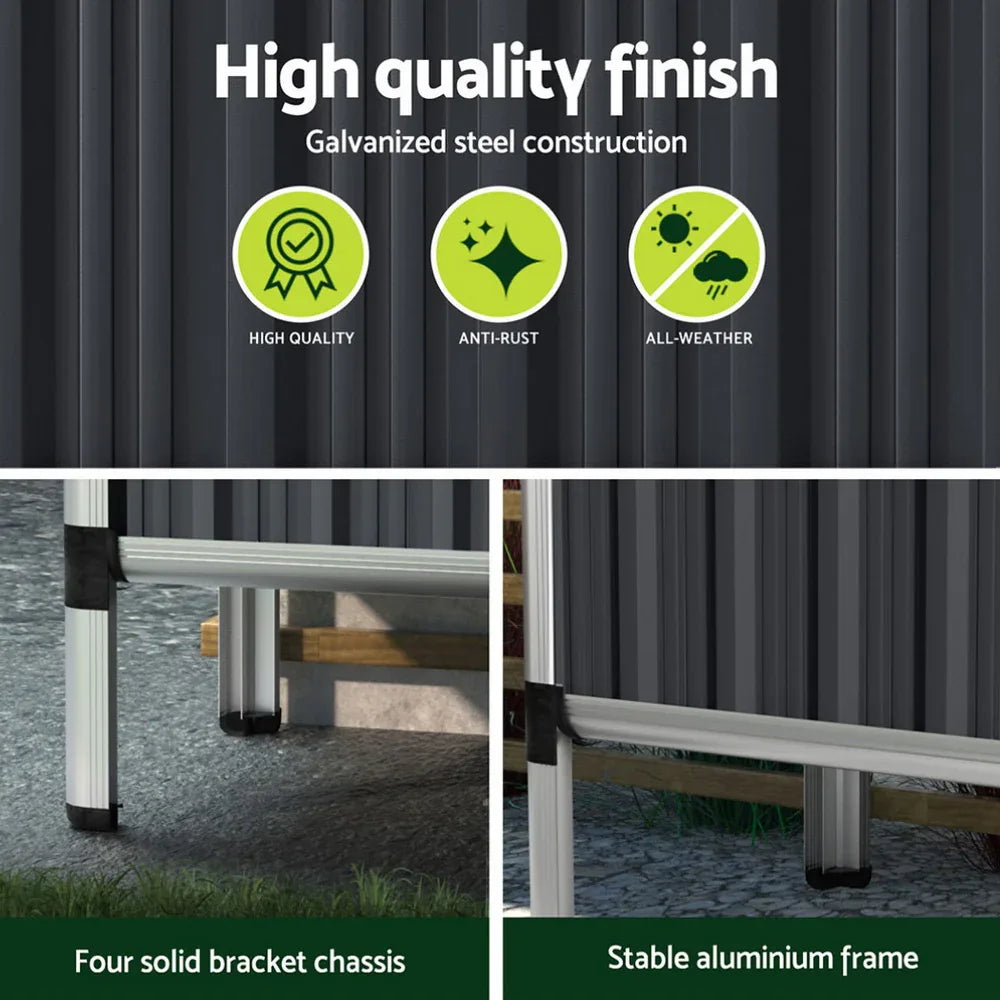 Green Fingers Raised Garden Bed x2 80x49x74cm Greenhouse Planter Box Galvanised Herb - Mekamart Australia