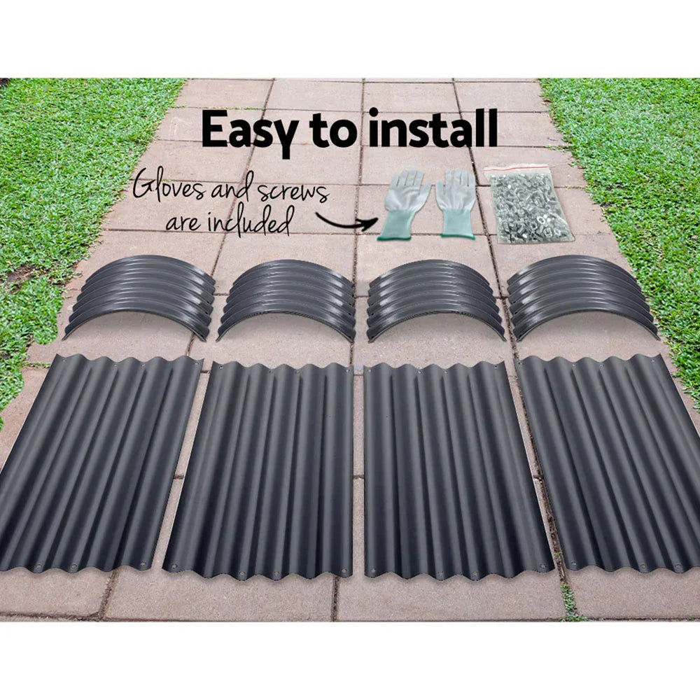 2x Green Fingers Raised Garden Bed 160X80X42cm Oval Planter Box Raised Container Galvanised - Mekamart Australia