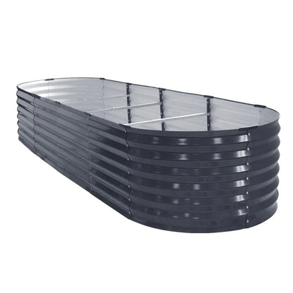 2x Green Fingers Raised Garden Bed 320X80X42cm Oval Planter Box Container Galvanised - Mekamart Australia