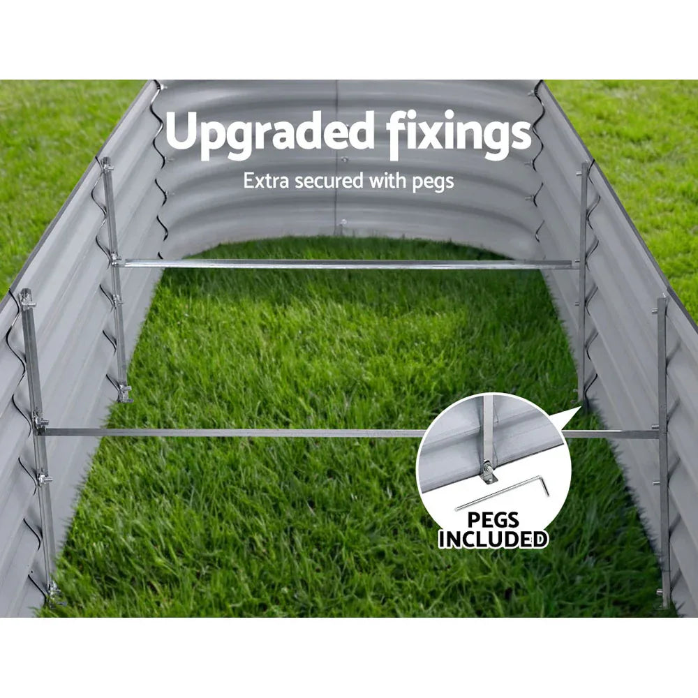 2x Green Fingers Raised Garden Bed 320X80X42cm Oval Planter Box Container Galvanised - Mekamart Australia