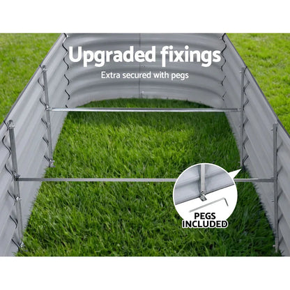 2x Green Fingers Raised Garden Bed 320X80X42cm Oval Planter Box Container Galvanised - Mekamart Australia