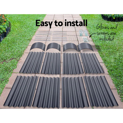 2x Green Fingers Raised Garden Bed 320X80X42cm Oval Planter Box Container Galvanised - Mekamart Australia
