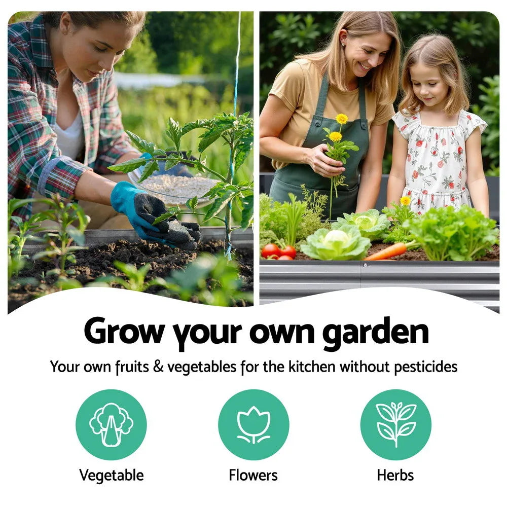 2x Green Fingers Raised Garden Bed 320X80X56cm Oval Planter Box - Mekamart Australia