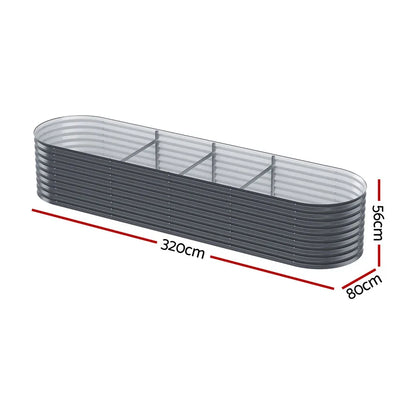 2x Green Fingers Raised Garden Bed 320X80X56cm Oval Planter Box - Mekamart Australia