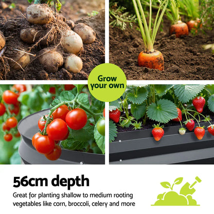 2x Green Fingers Raised Garden Bed 320X80X56cm Oval Planter Box - Mekamart Australia