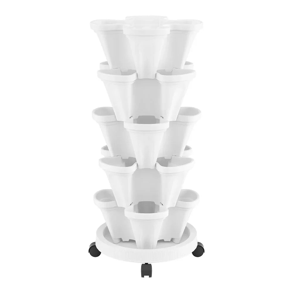 Green Fingers Garden Bed 5 Tier Vertical Garden Strawberry Stackable Planters Herbs Petunias - Mekamart Australia
