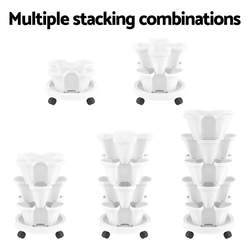 Green Fingers Garden Bed 5 Tier Vertical Garden Strawberry Stackable Planters Herbs Petunias - Mekamart Australia