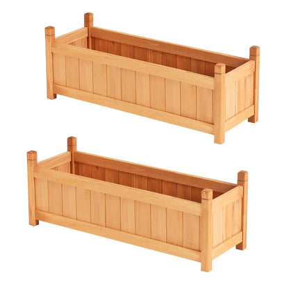 2x Green Fingers Raised Garden Bed 90x30x33cm Wooden Planter Box Raised Container Growing - Mekamart Australia
