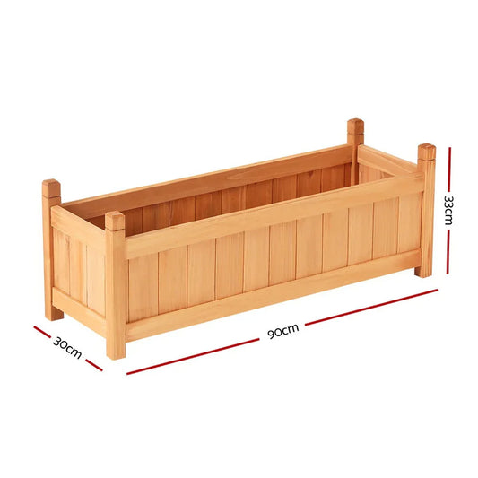 2x Green Fingers Raised Garden Bed 90x30x33cm Wooden Planter Box Raised Container Growing - Mekamart Australia