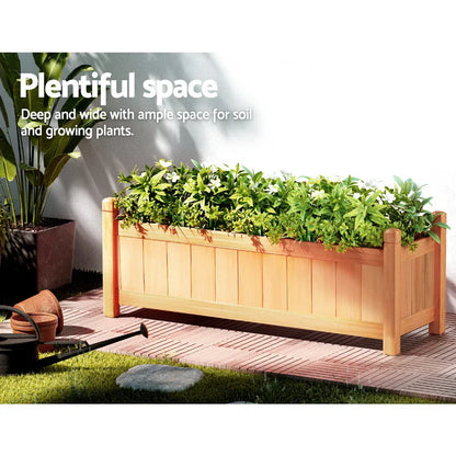 2x Green Fingers Raised Garden Bed 90x30x33cm Wooden Planter Box Raised Container Growing - Mekamart Australia