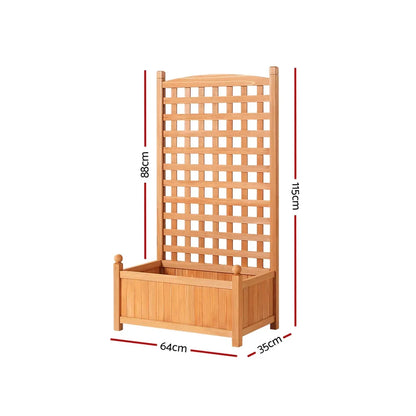 Green Fingers Garden Bed Wooden 64x35x115cm Planter Raised Box Container Trellis - Mekamart Australia