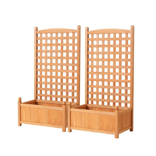 Green Fingers 2X Garden Bed Wooden 64x35x115cm Planter Raised Box Container Trellis - Mekamart Australia