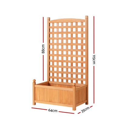 Green Fingers 2X Garden Bed Wooden 64x35x115cm Planter Raised Box Container Trellis - Mekamart Australia