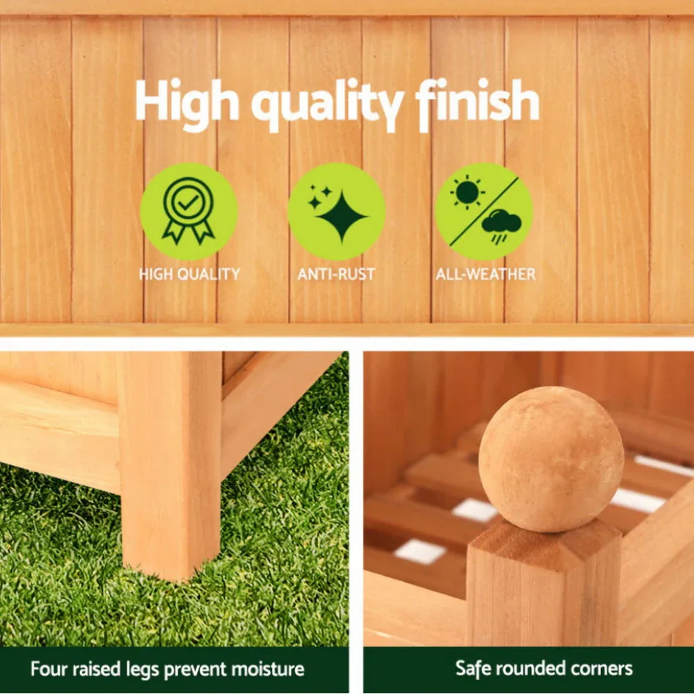 Green Fingers 2X Garden Bed Wooden 64x35x115cm Planter Raised Box Container Trellis - Mekamart Australia