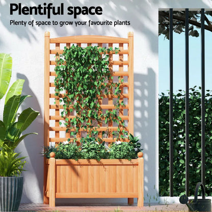 Green Fingers 2X Garden Bed Wooden 64x35x115cm Planter Raised Box Container Trellis - Mekamart Australia