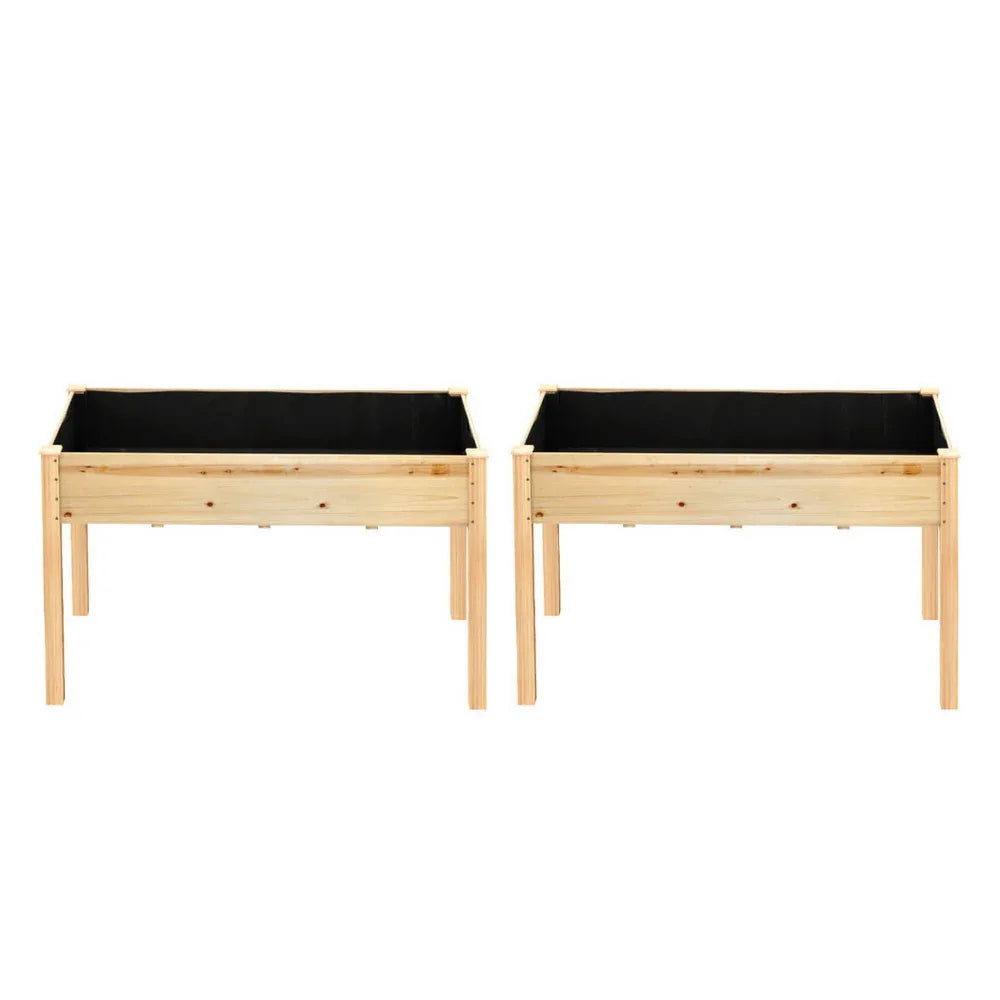 Green Fingers Raised Garden Bed 2x Elevated 120x60x80cm Wooden Planter Box Container - Mekamart Australia