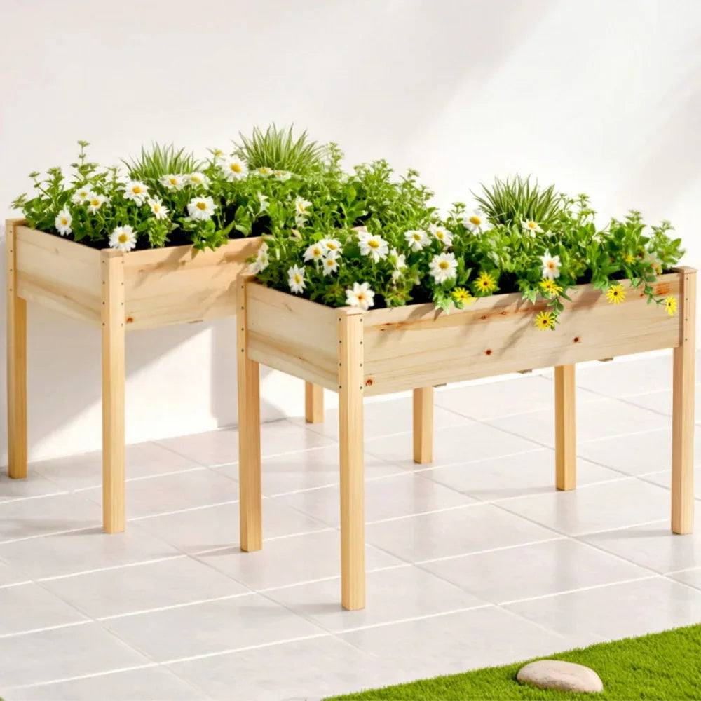 Green Fingers Raised Garden Bed 2x Elevated 120x60x80cm Wooden Planter Box Container - Mekamart Australia