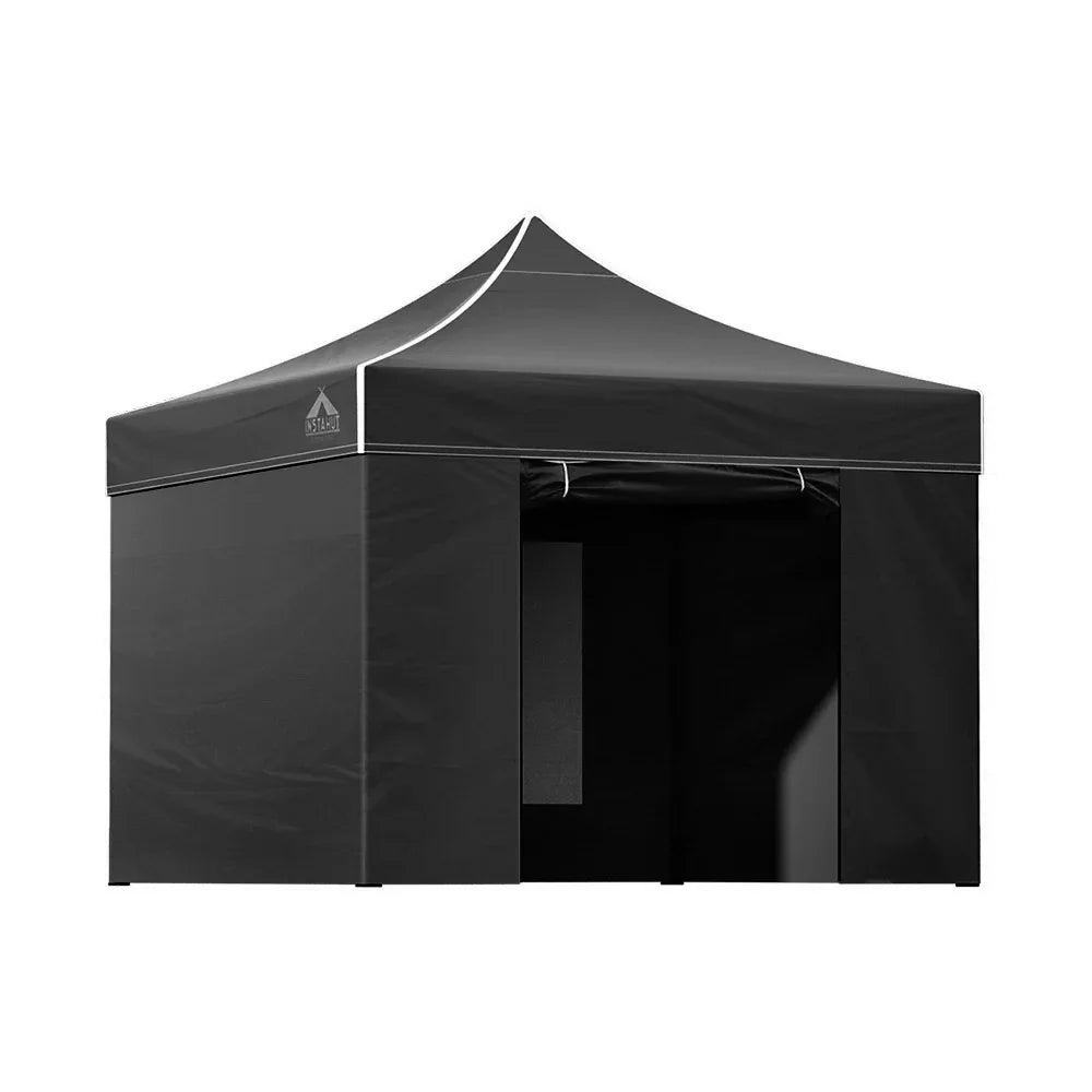 Instahut Gazebo Pop Up Marquee 3x3m Folding Tent Wedding Gazebos 500D Black - Mekamart Australia