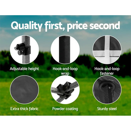 Instahut Gazebo Pop Up Marquee 3x3m Folding Tent Wedding Gazebos 500D Black - Mekamart Australia