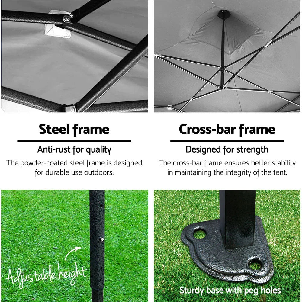 Instahut Gazebo Pop Up Marquee 3x3 Folding Tent Wedding Gazebos 500D Oxford Blue - Mekamart Australia
