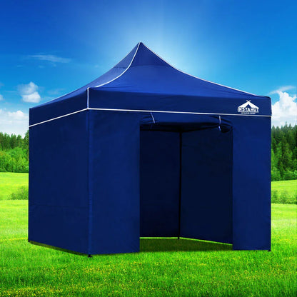 Instahut Gazebo Pop Up Marquee 3x3 Folding Tent Wedding Gazebos 500D Oxford Blue - Mekamart Australia