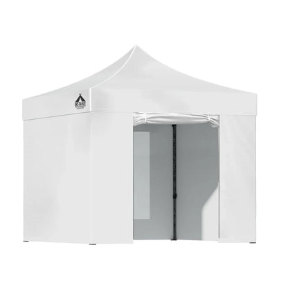 Instahut Gazebo Pop Up Marquee 3x3 Folding Tent Wedding Gazebos 500D White - Mekamart Australia