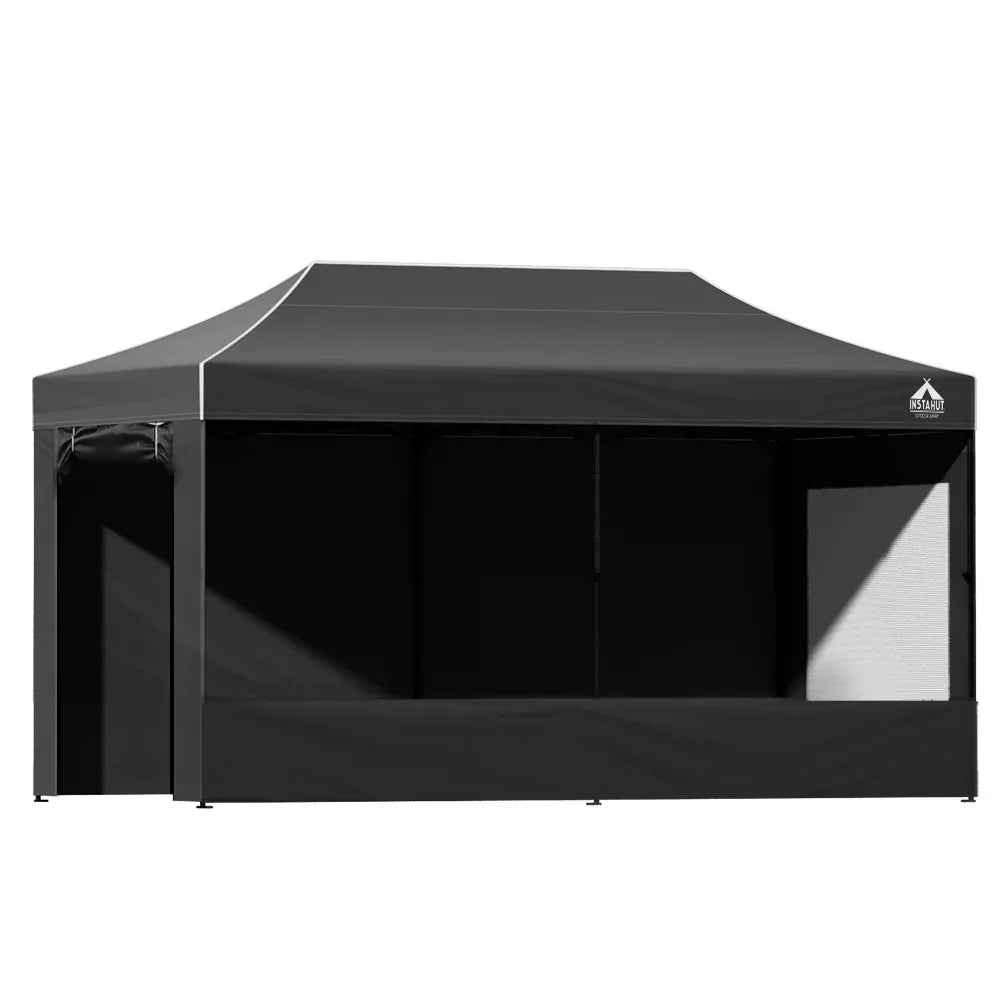 Instahut Gazebo 3x6 Pop Up Marquee Folding Tent Wedding Gazebos Camping Outdoor Shade Canopy Black - Mekamart Australia