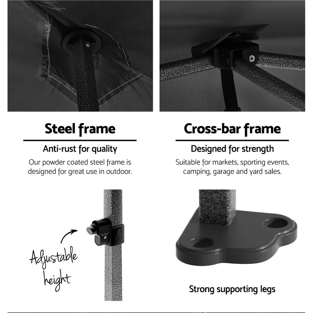 Instahut Gazebo 3x6 Pop Up Marquee Folding Tent Wedding Gazebos Camping Outdoor Shade Canopy Black - Mekamart Australia