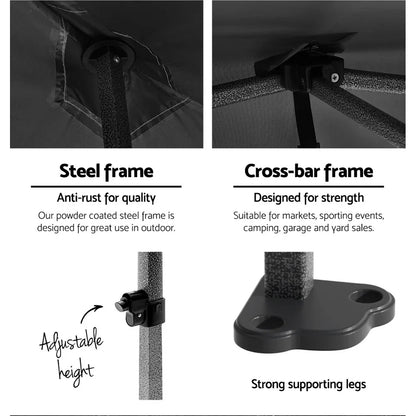 Instahut Gazebo 3x6 Pop Up Marquee Folding Tent Wedding Gazebos Camping Outdoor Shade Canopy Black - Mekamart Australia