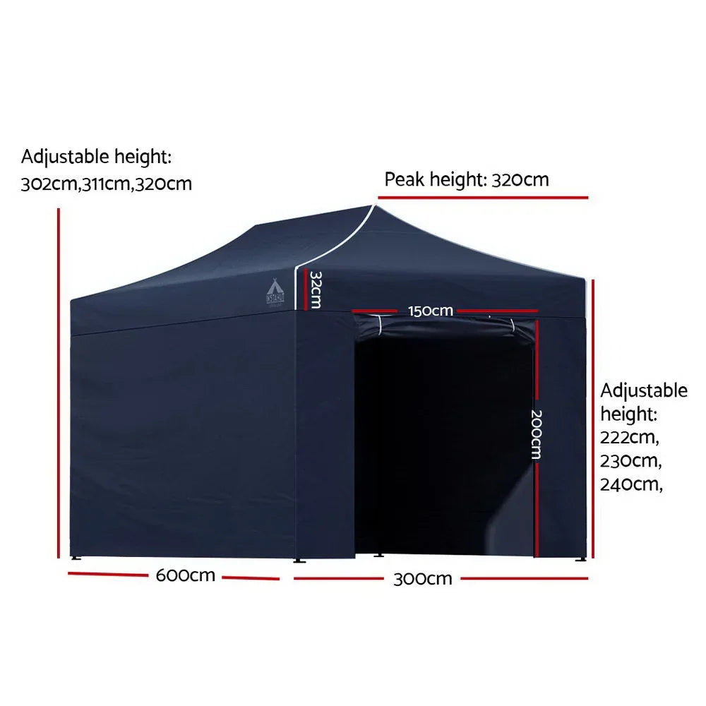 Instahut Gazebo Pop Up Marquee 3x6 Folding Tent Gazebos Camping 500D Oxford Navy - Mekamart Australia