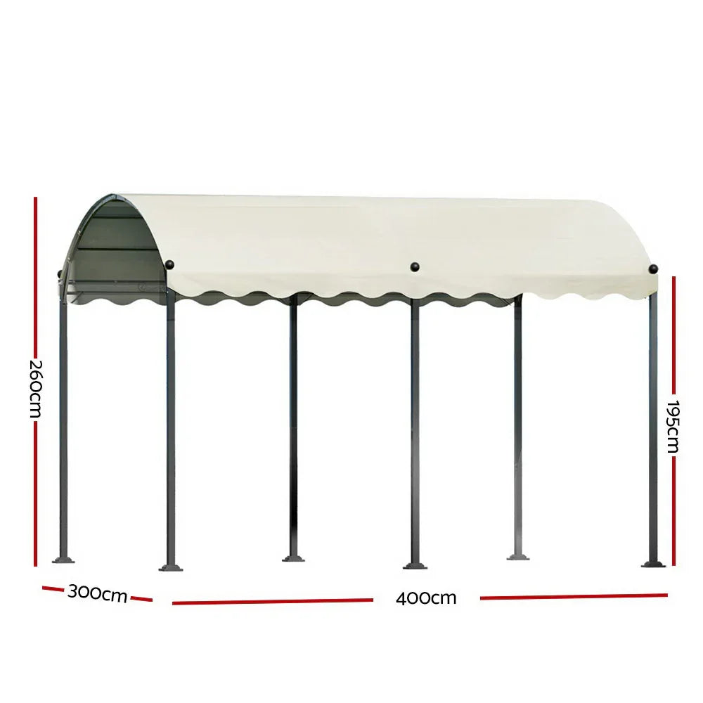 Instahut Gazebo Marquee 4x3m Outdoor Event Wedding Tent Camping Party Shade Iron Art Canopy Beige - Mekamart Australia