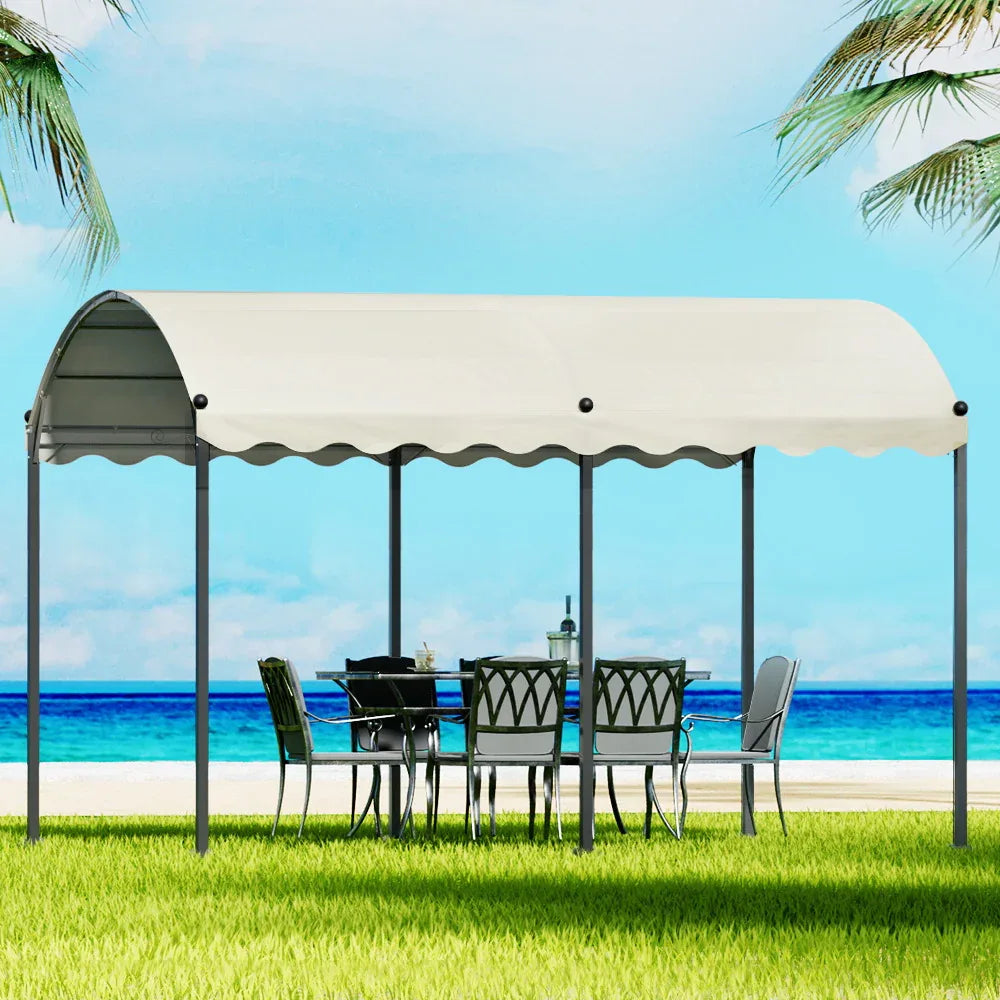 Instahut Gazebo Marquee 4x3m Outdoor Event Wedding Tent Camping Party Shade Iron Art Canopy Beige - Mekamart Australia