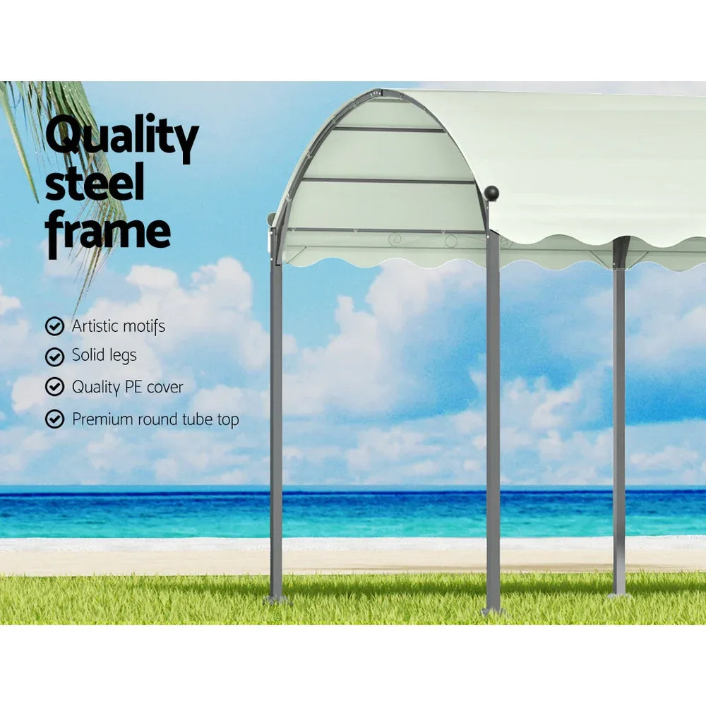 Instahut Gazebo Marquee 4x3m Outdoor Event Wedding Tent Camping Party Shade Iron Art Canopy Beige - Mekamart Australia