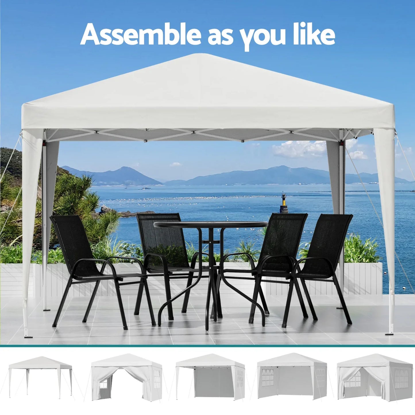 Instahut Gazebo 3x3 Pop Up Marquee Folding Tent Wedding Gazebos Camping Outdoor Canopy White - Mekamart Australia
