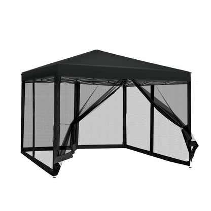 Instahut Gazebo Pop Up Marquee 3x3m Wedding Party Outdoor Camping Tent Canopy Shade Mesh Wall Black - Mekamart Australia