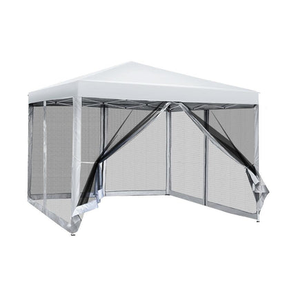 Instahut Gazebo Pop Up Marquee 3x3m Wedding Party Outdoor Camping Tent Canopy Shade Mesh Wall White - Mekamart Australia