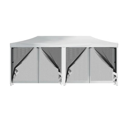 Instahut Gazebo Pop Up Marquee 3x6m Wedding Party Outdoor Camping Tent Canopy Shade Mesh Wall White - Mekamart Australia