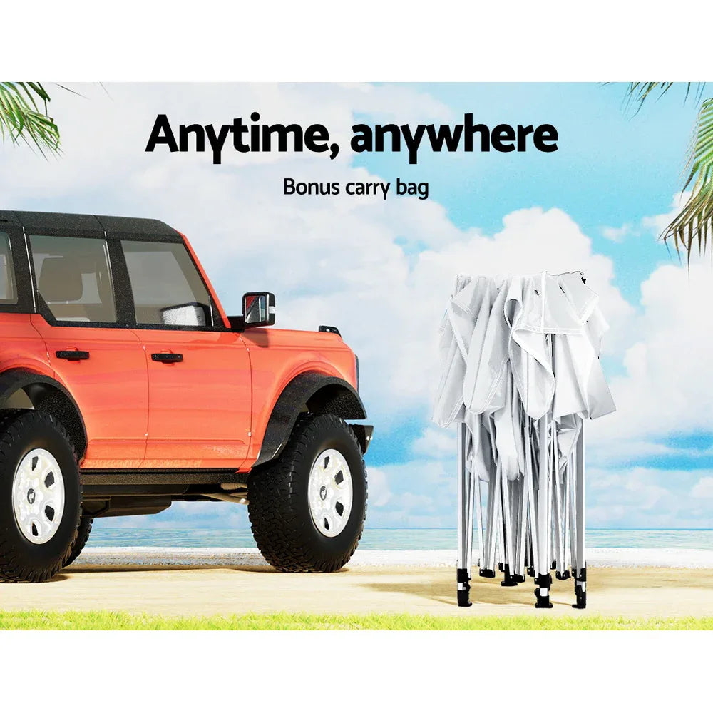Instahut Gazebo Pop Up Marquee 3x6m Wedding Party Outdoor Camping Tent Canopy Shade Mesh Wall White - Mekamart Australia