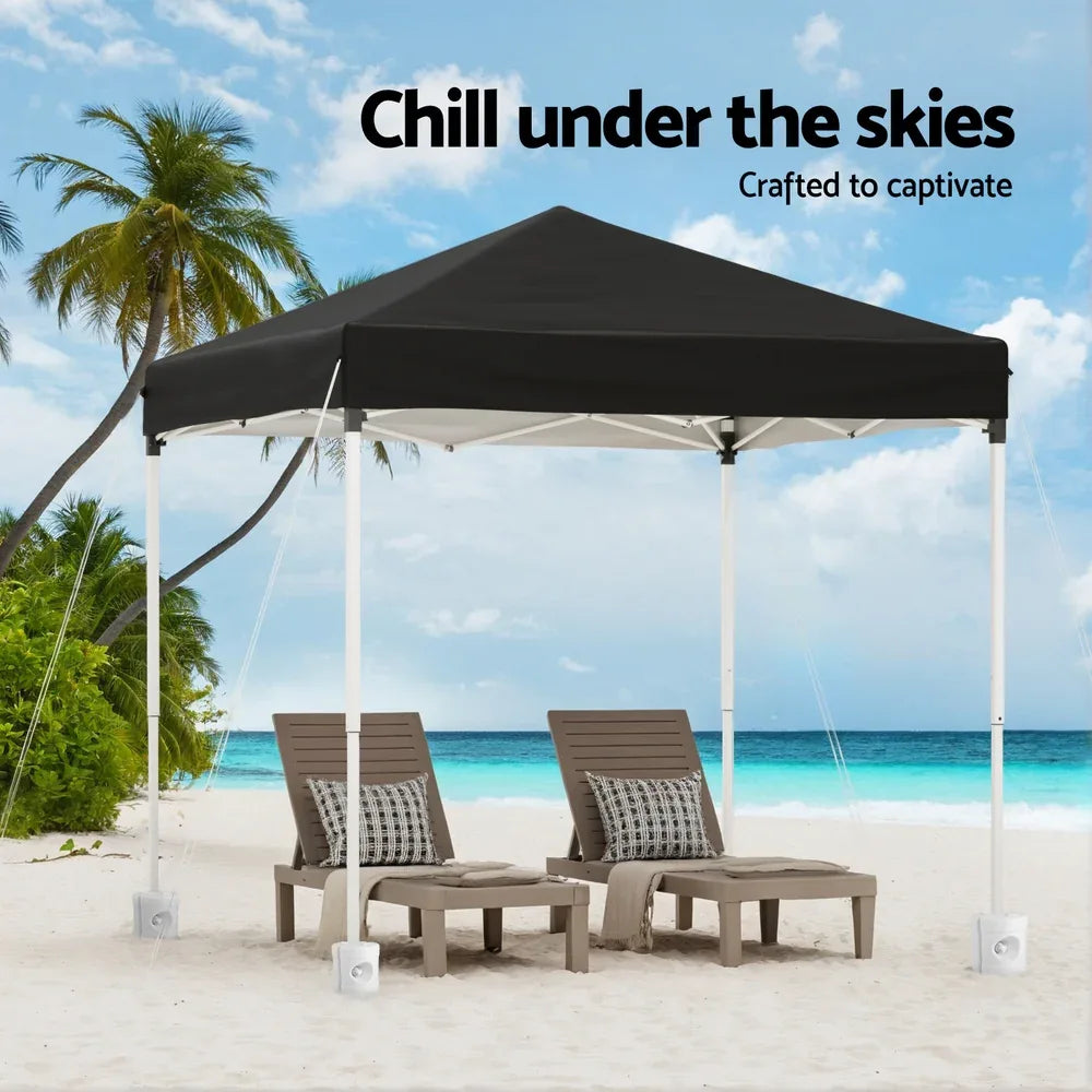 Instahut Gazebo 2x2m Outdoor Patio Garden Marquee Shade w/ Base Pods Black - Mekamart Australia