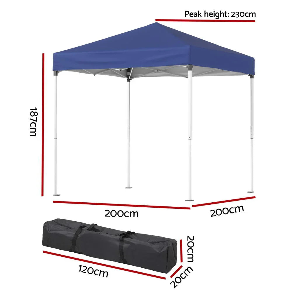 Instahut Gazebo 2x2m Outdoor Patio Garden Marquee Shade Blue - Mekamart Australia