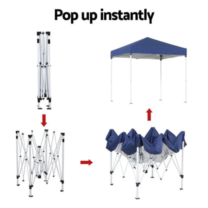 Instahut Gazebo 2x2m Outdoor Patio Garden Marquee Shade w/ Base Pods Blue - Mekamart Australia