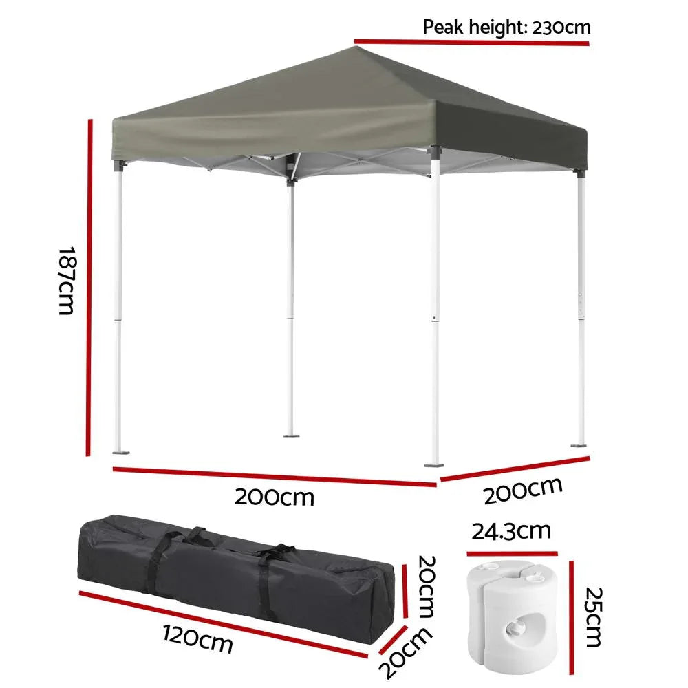 Instahut Gazebo 2x2m Outdoor Patio Garden Marquee Shade w/ Base Pods Grey - Mekamart Australia