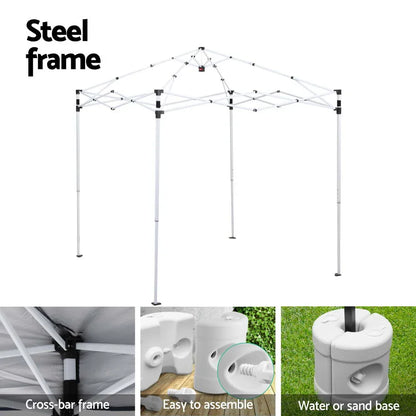 Instahut Gazebo 2x2m Outdoor Patio Garden Marquee Shade w/ Base Pods Grey - Mekamart Australia