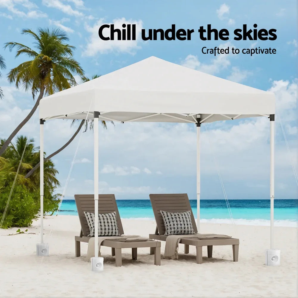 Instahut Gazebo 2x2m Outdoor Patio Garden Marquee Shade w/ Base Pods White - Mekamart Australia