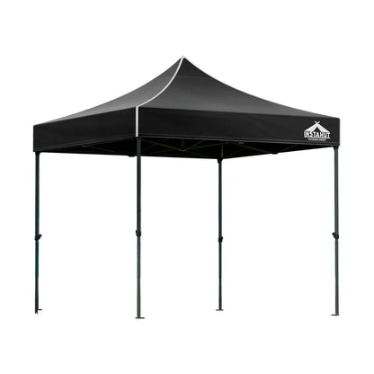 Instahut Gazebo Pop Up Marquee 3x3 Folding 500D Wedding Tent Base Pod Black - Mekamart Australia