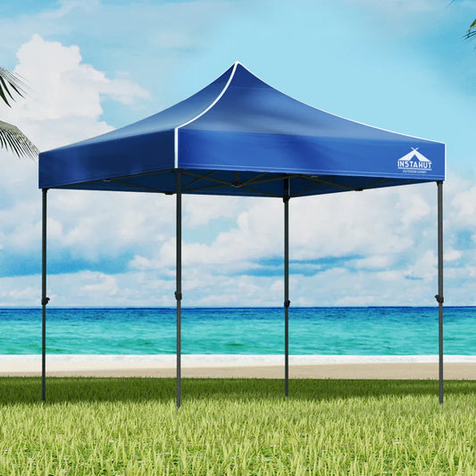 Instahut Gazebo Pop Up Marquee 3x3 Folding Tent Outdoor Camping 500D Oxford Blue - Mekamart Australia