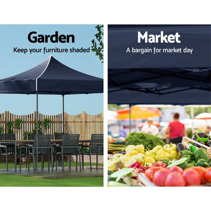 Instahut Gazebo Pop Up Marquee 3x3m Folding Tent Wedding Outdoor Camping Canopy Gazebos Shade Navy - Mekamart Australia