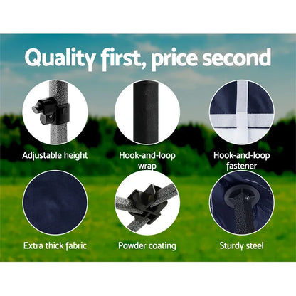 Instahut Gazebo Pop Up 3x3m w/Base Podx4 Marquee Folding Outdoor Wedding Camping Tent Shade Canopy Navy - Mekamart Australia