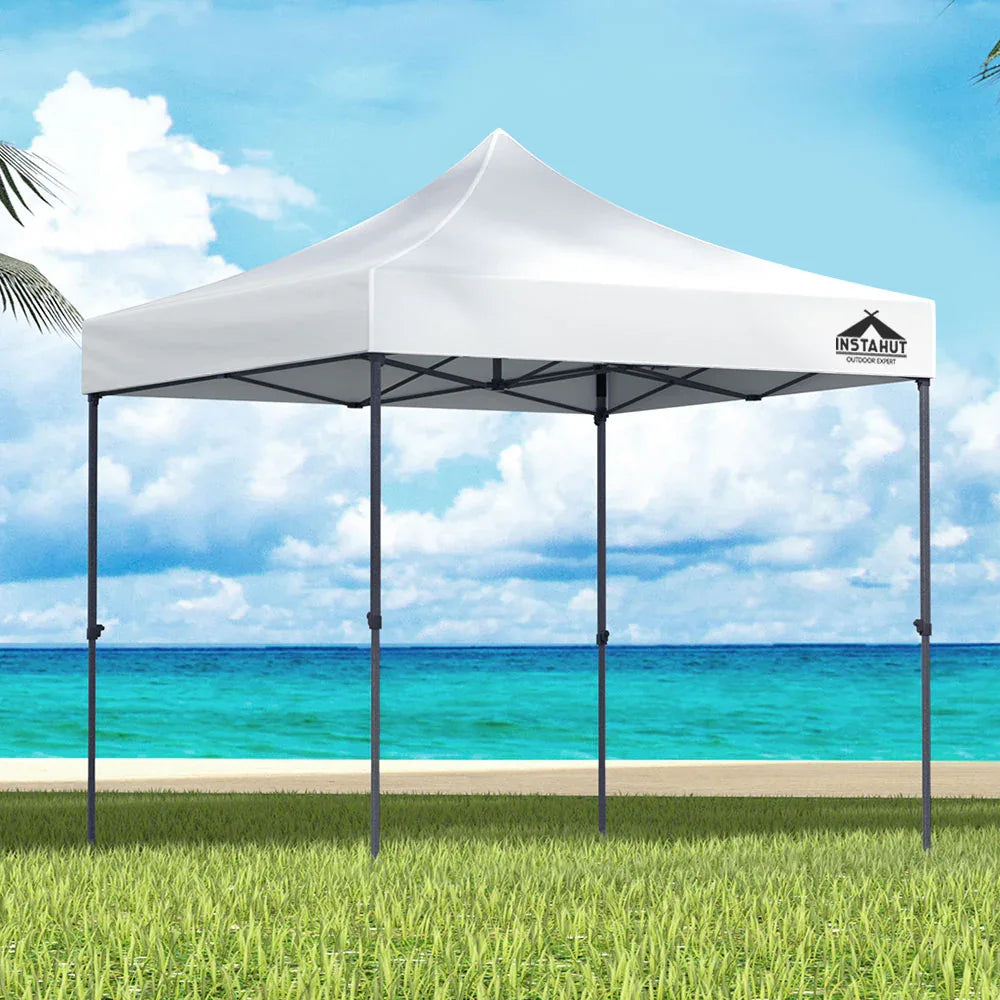 Instahut Gazebo Pop Up 3x3m w/Base Podx4 Marquee Folding Outdoor Wedding Camping Tent Shade Canopy White - Mekamart Australia