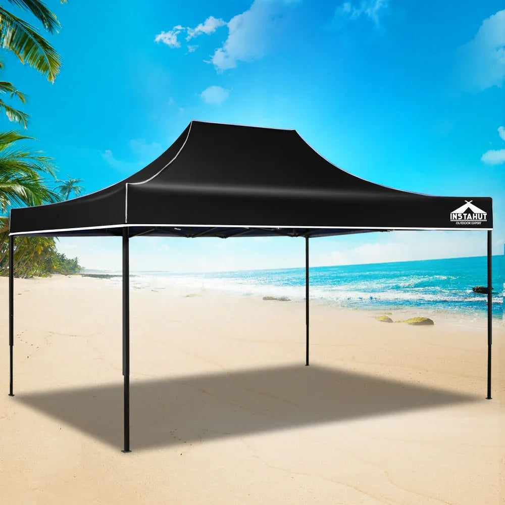 Instahut Gazebo Pop Up Marquee 3x4.5 Folding Tent 500D Wedding Camping Black - Mekamart Australia